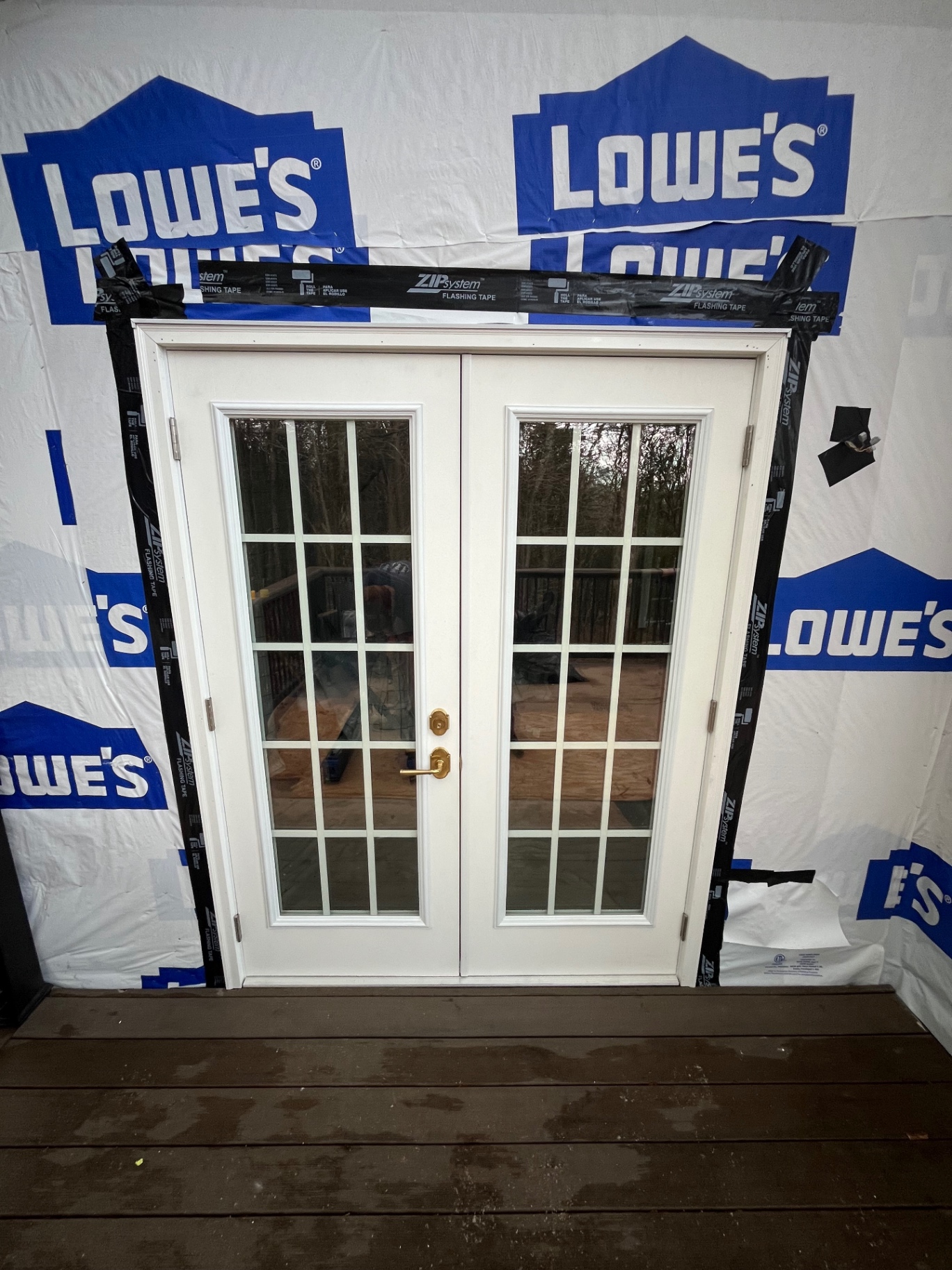 Exterior French doors with flashing