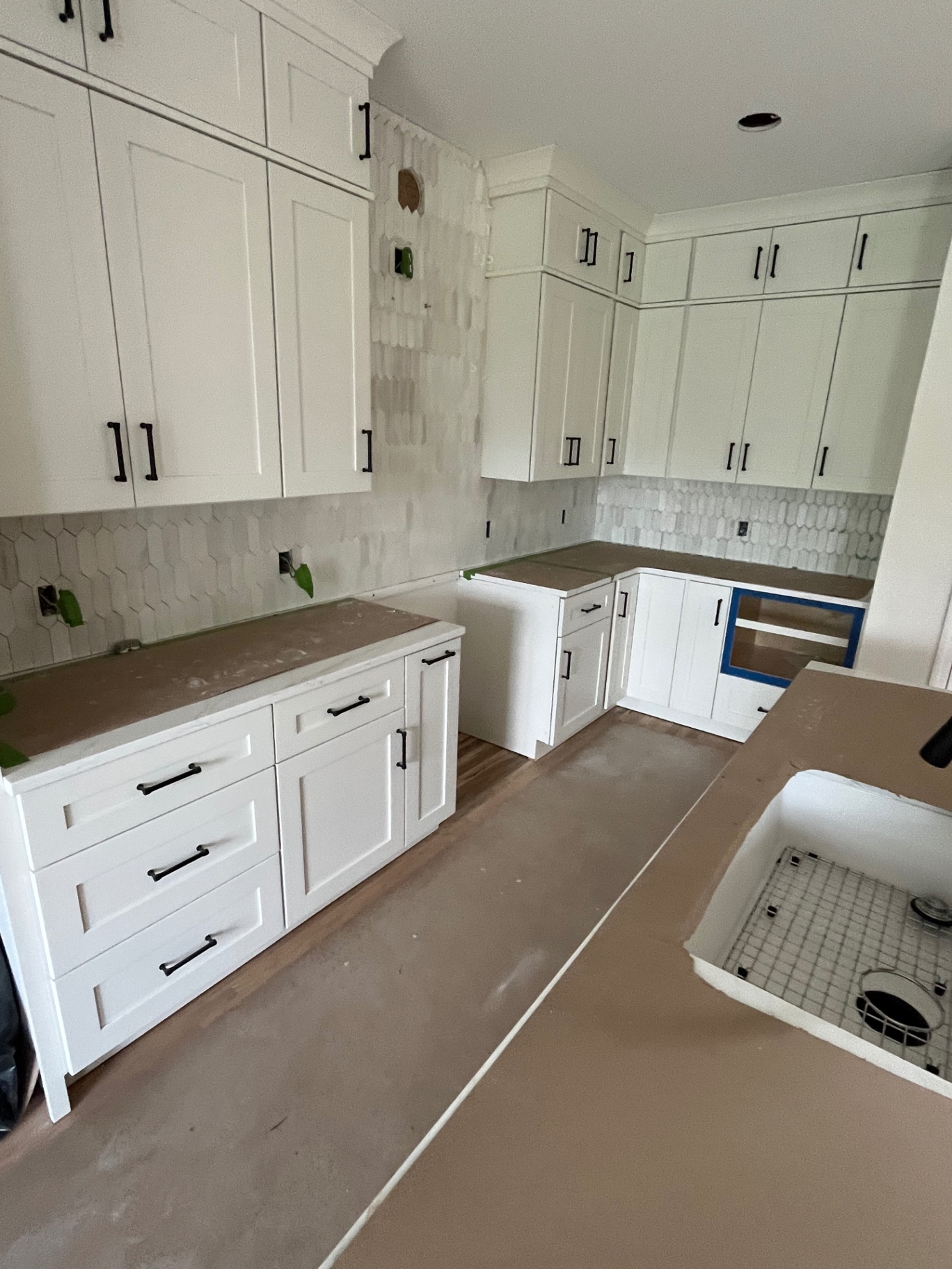 White picket tile backsplash install