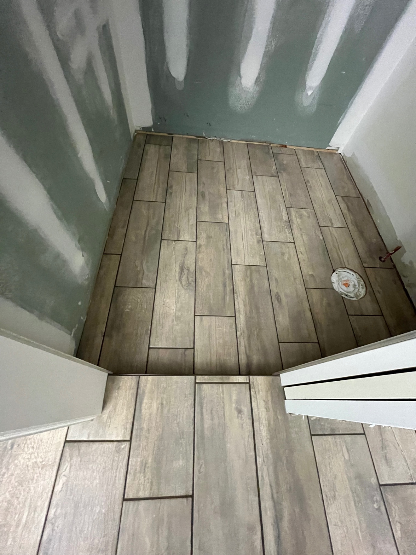 Wood-look plank tile flooring