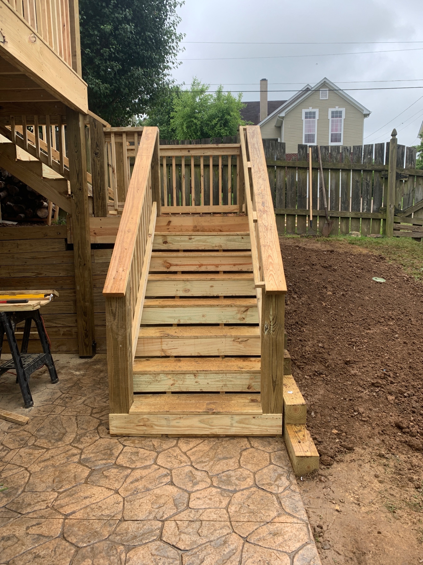Pressure-treated stair build